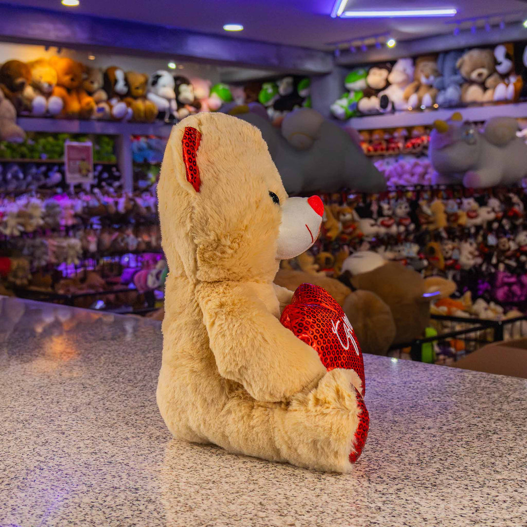 Oso de peluche TQM Vale Beige 30cm , Osos de peluche para San Valentín. Temporada de amor y regalos