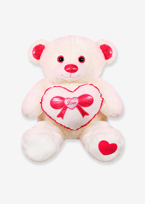 Oso de peluche Rechoncho Blanco Corazón Rojo 152 cm - Pelucheria