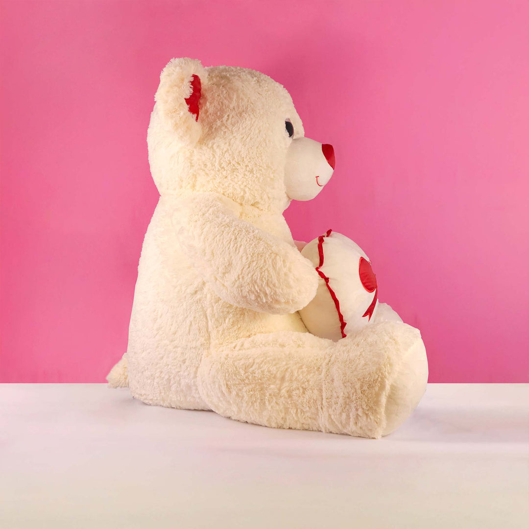 Oso de peluche Rechoncho Blanco Corazón Rojo 152 cm - Pelucheria