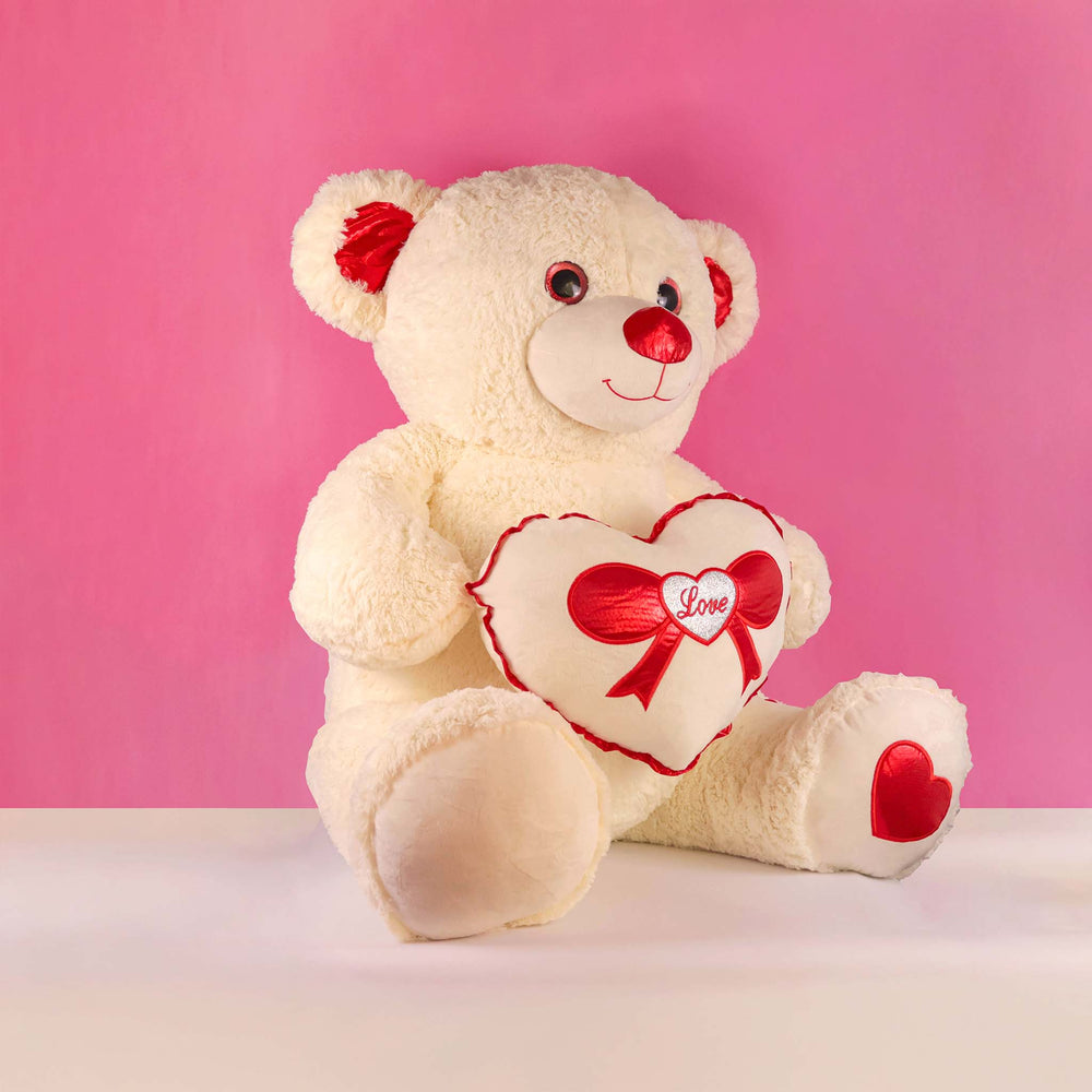 Oso de peluche Rechoncho Blanco Corazón Rojo 152 cm - Pelucheria