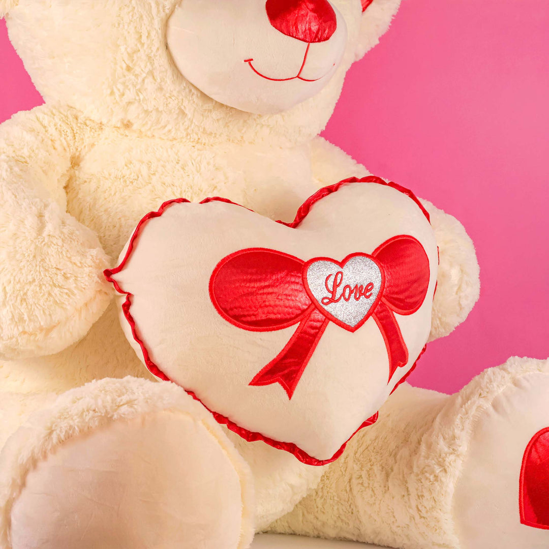 Oso de peluche Rechoncho Blanco Corazón Rojo 152 cm - Pelucheria