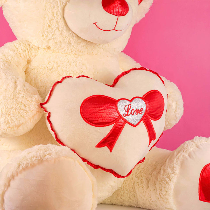 Oso de peluche Rechoncho Blanco Corazón Rojo 152 cm - Pelucheria