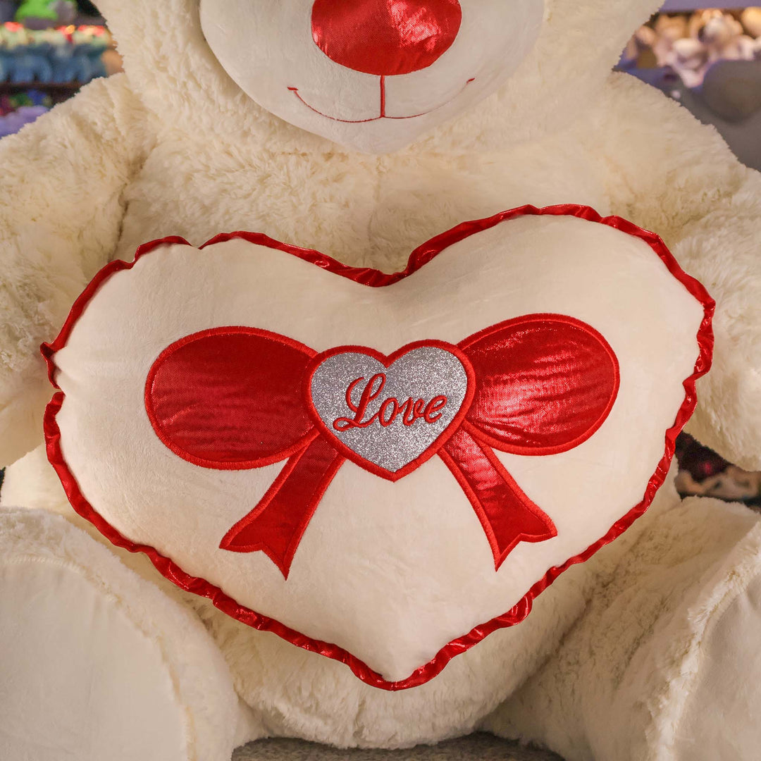 Oso de peluche Rechoncho Blanco Corazón Rojo 152 cm - Pelucheria