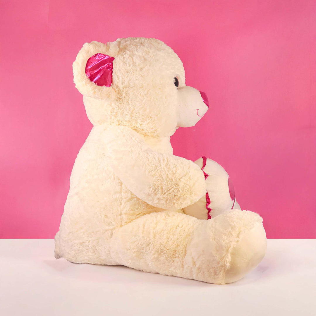 Oso de peluche Rechoncho Blanco Corazón Rosa 152 cm - Pelucheria