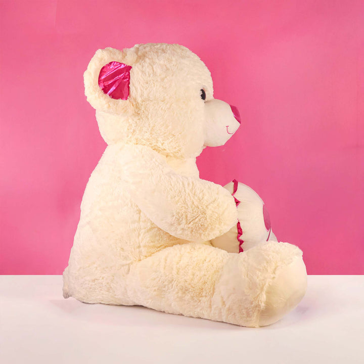 Oso de peluche Rechoncho Blanco Corazón Rosa 152 cm - Pelucheria