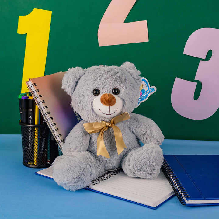Oso de peluche gris abrazable, perfecto como regalo, decoraciones, eventos,  baby showers y fiestas. 
