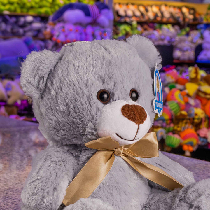 Oso de peluche gris abrazable, perfecto como regalo, decoraciones, eventos,  baby showers y fiestas. 