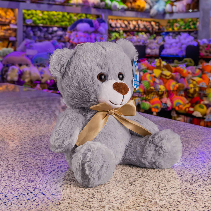Oso de peluche gris abrazable, perfecto como regalo, decoraciones, eventos,  baby showers y fiestas. 
