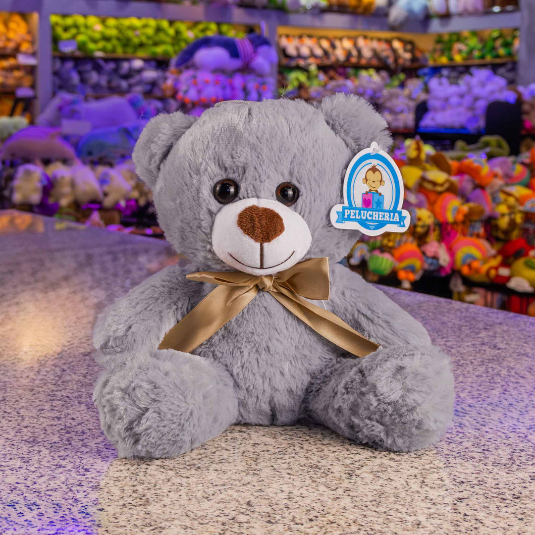 Oso de peluche gris abrazable, perfecto como regalo, decoraciones, eventos,  baby showers y fiestas. 