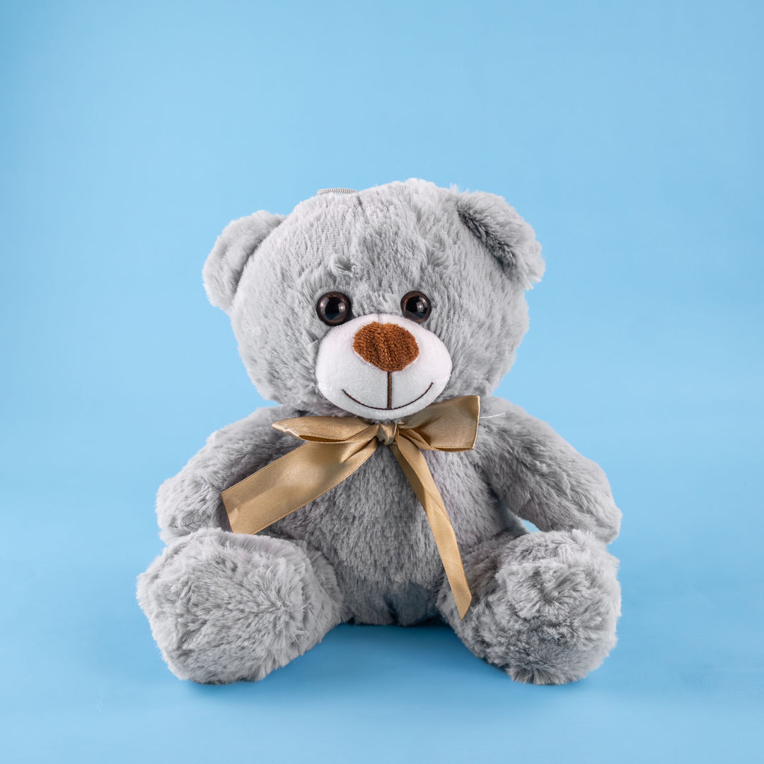 Oso de peluche gris abrazable, perfecto como regalo, decoraciones, eventos,  baby showers y fiestas. 