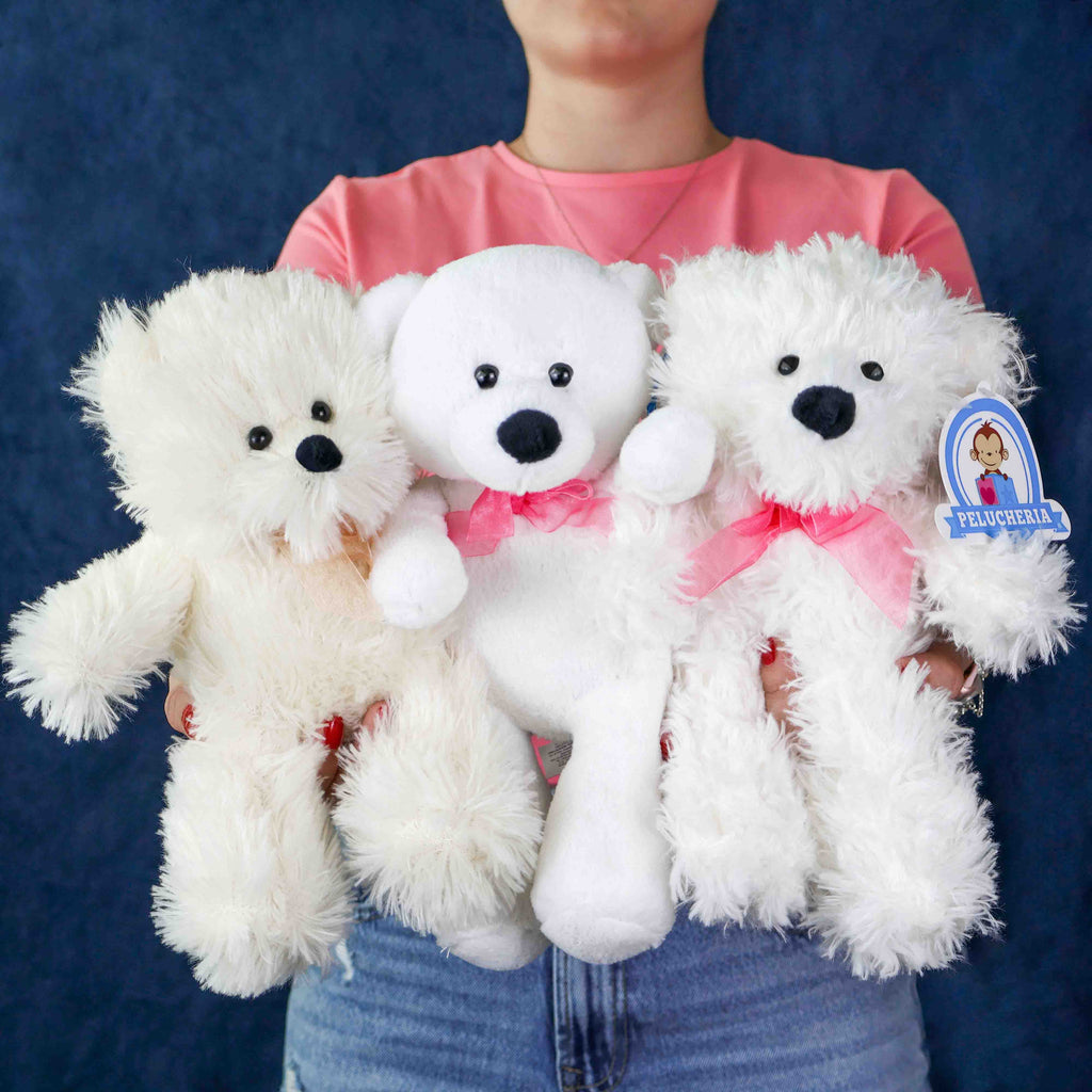 Oso de peluche color blanco suave y tierno, ideal como regalo especial
