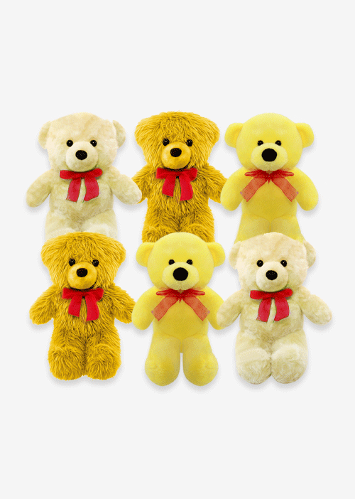 Oso de peluche color amarillo brillante y suave, ideal como regalo alegre y tierno

