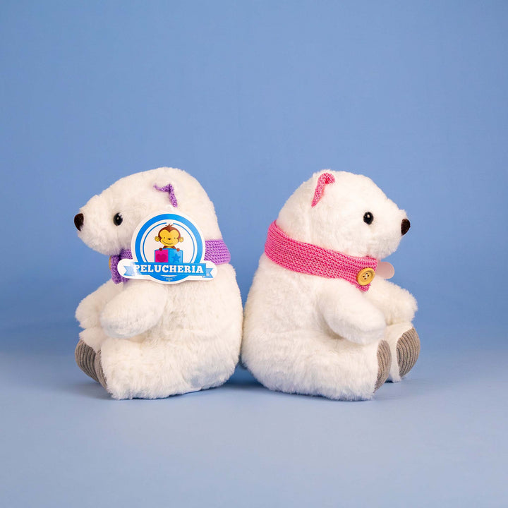 Osos de peluche para navidad, peluches con bufanda, oso polares de peluche. Peluches para regalar.
