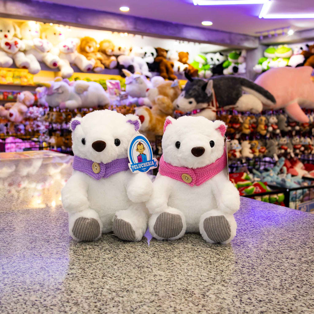 Osos de peluche para navidad, peluches con bufanda, oso polares de peluche. Peluches para regalar.