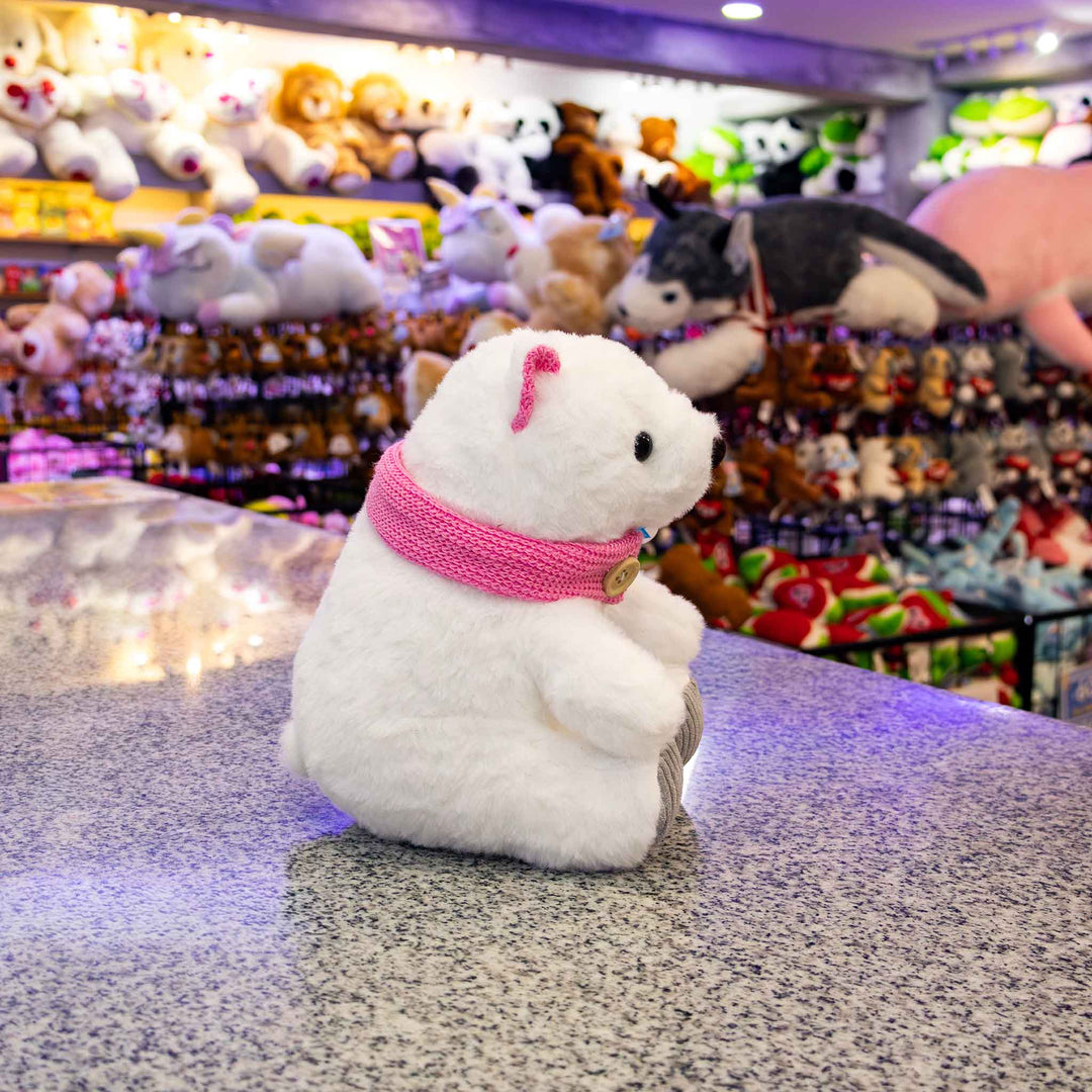 Osos de peluche para navidad, peluches con bufanda, oso polares de peluche. Peluches para regalar.