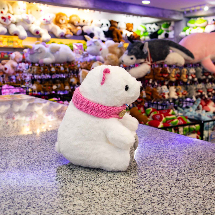 Osos de peluche para navidad, peluches con bufanda, oso polares de peluche. Peluches para regalar.