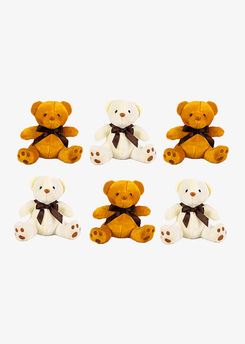 Osos de peluche al mayoreo en colores blanco y café, perfectos para decoración y eventos