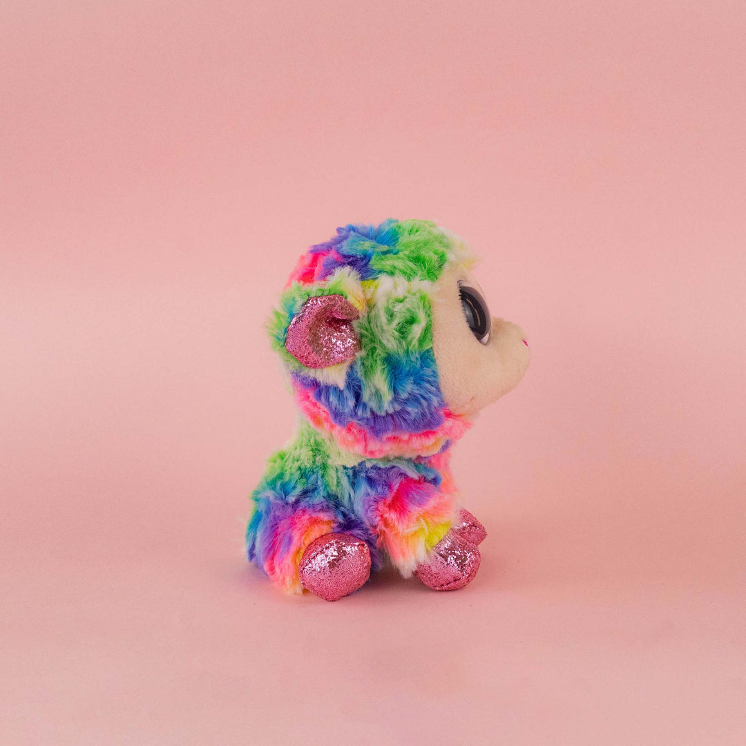Borrego de peluche Tiedye Titi 15 cm  colores tiedye y ojos brillantes