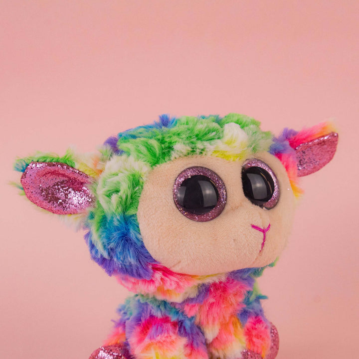 Borrego de peluche Tiedye Titi 15 cm  colores tiedye y ojos brillantes