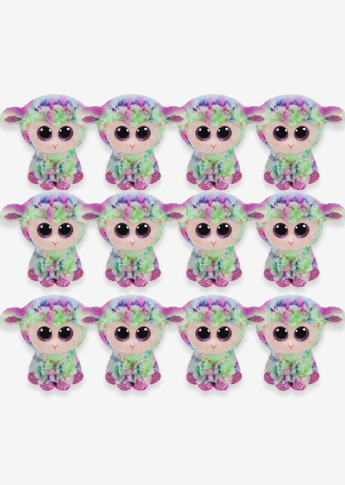 Borrego de peluche Tiedye Titi 15 cm  colores tiedye y ojos brillantes
