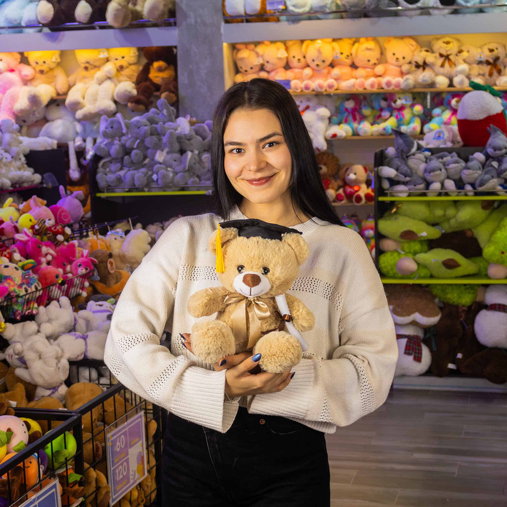 Oso de peluche para graduaciones. Compra ideal para negocios mayoristas y tiendas de regalos