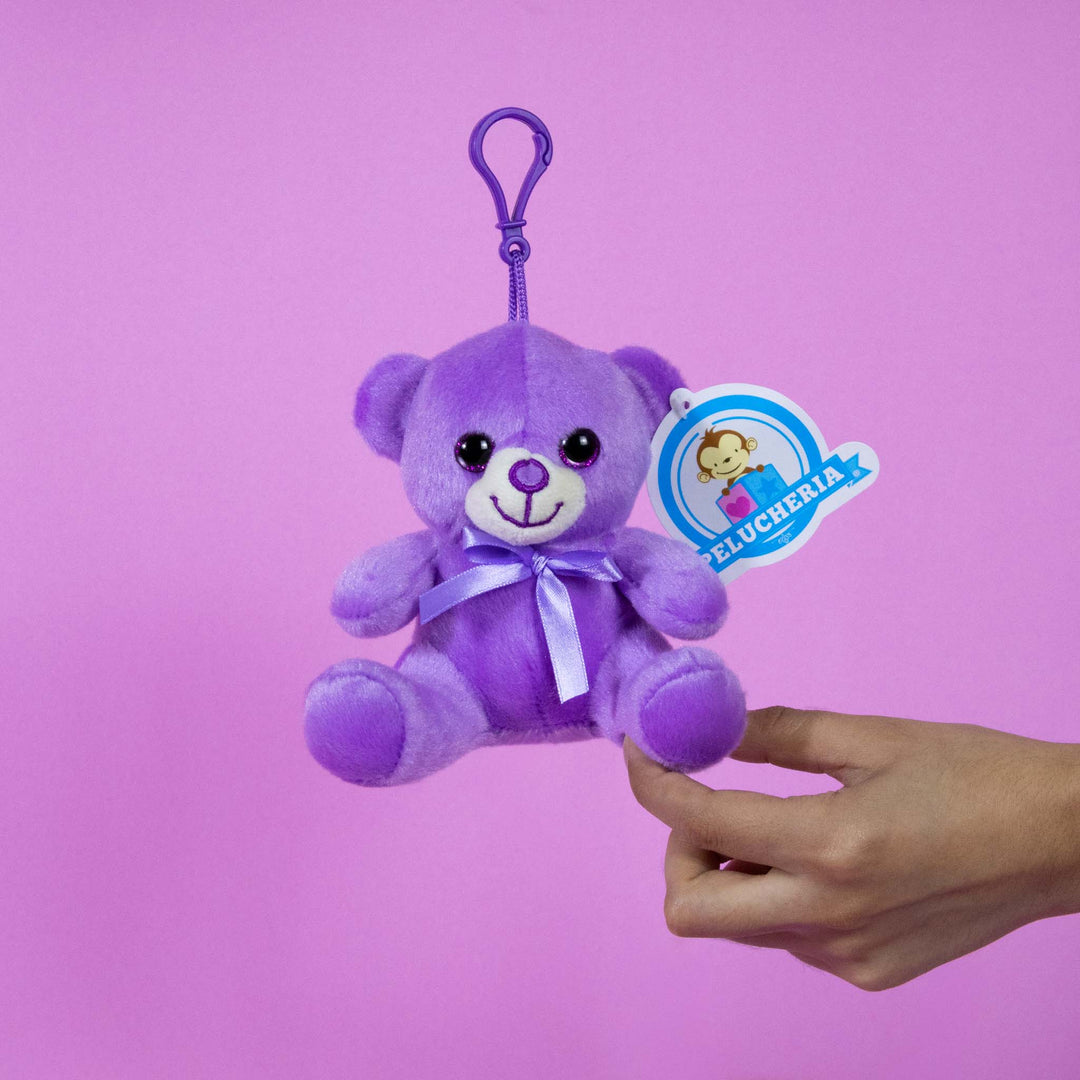Set de 12 Piezas Llavero de peluche Osito Baby 12 cm - Pelucheria
colores café, gris, rosa y azul. Llaveros de peluche coleccionables