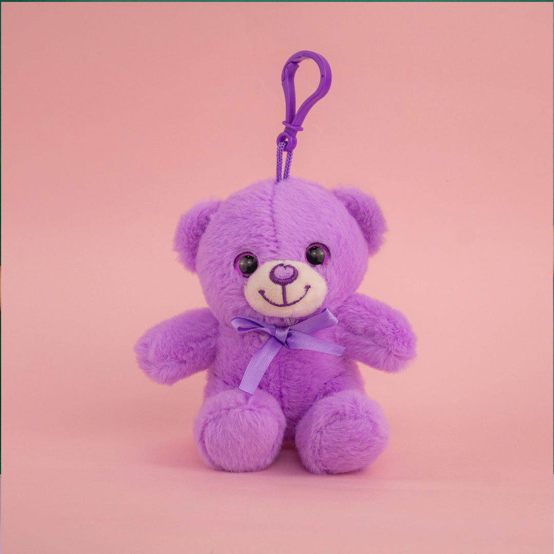 Set de 12 Piezas Llavero de peluche Osito Baby 12 cm - Pelucheria
colores café, gris, rosa y azul. Llaveros de peluche coleccionables