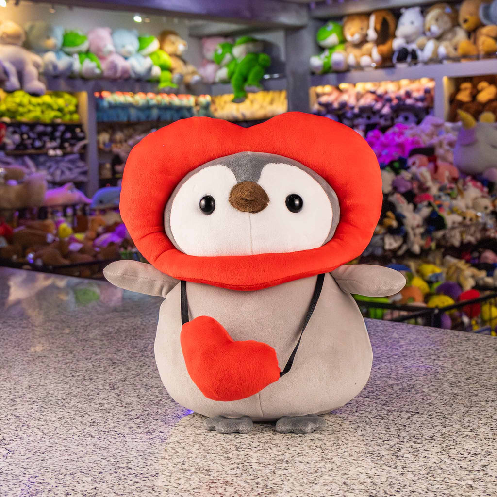 Pingüino de peluche con corazón , detalles perfectos para San Valentín. Peluches de amor al mayoreo 