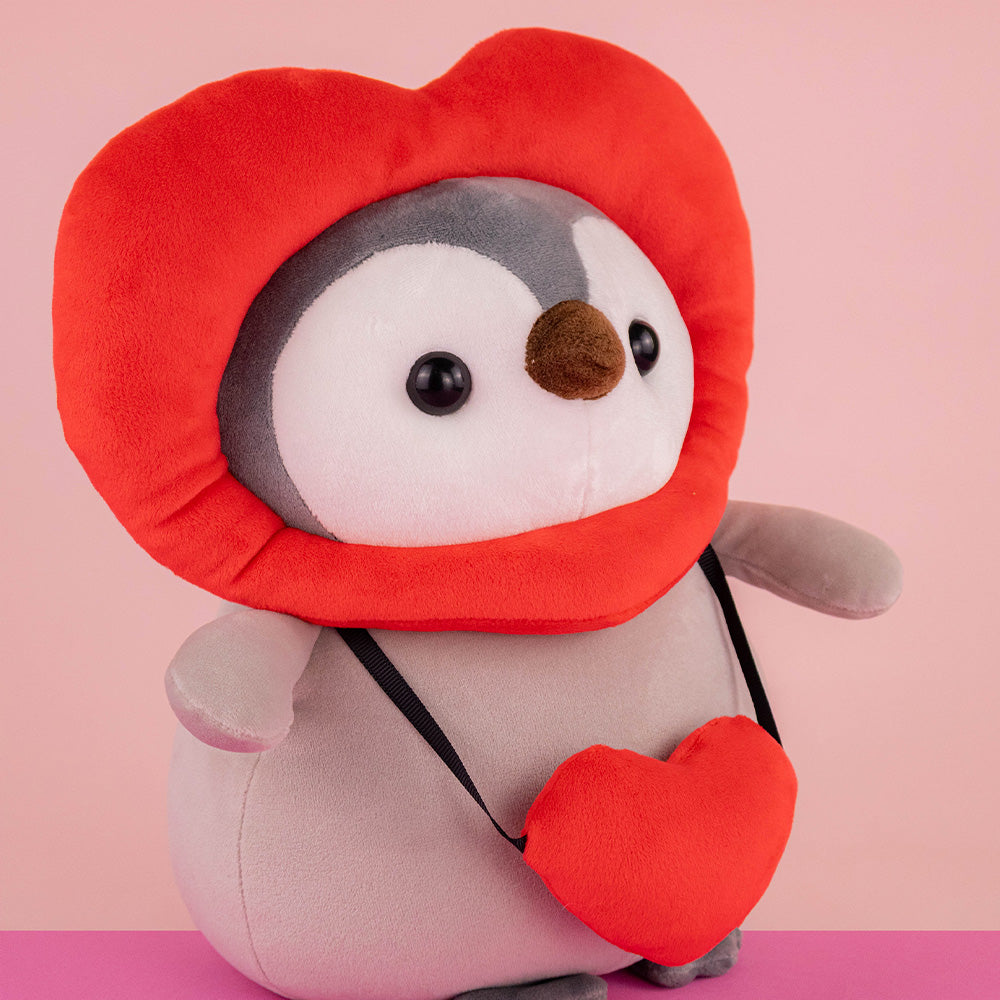 Pingüino de peluche con corazón , detalles perfectos para San Valentín. Peluches de amor al mayoreo 