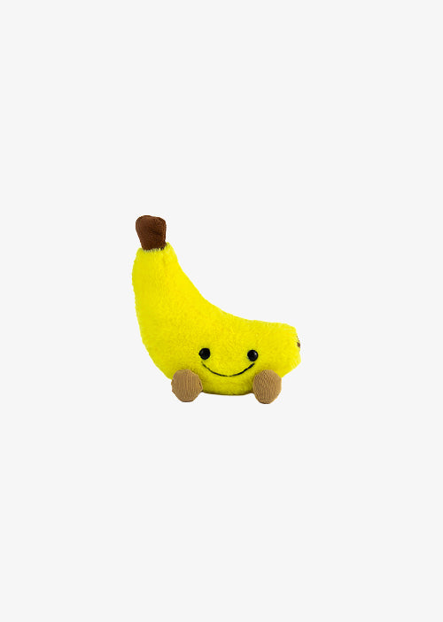 Plátano de peluche Nana 18 cm PIUINIKI, color amarillo con carita feliz