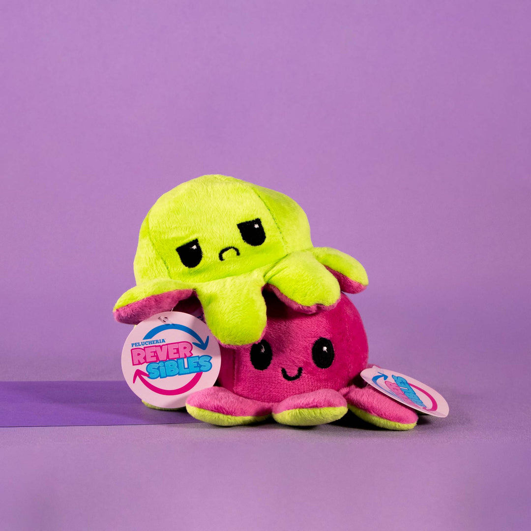 Pulpos de peluche reversibles en colores surtidos. Peluches de novedad y de moda