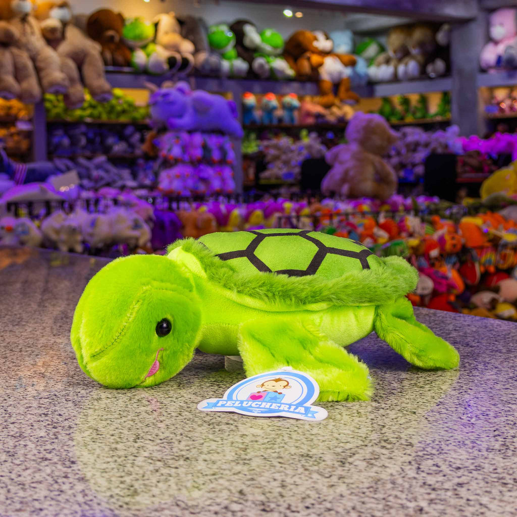 Tortuga de peluche al mayoreo, con detalles brillantes. Ideal para distribuidores. Variedad y materiales de calidad