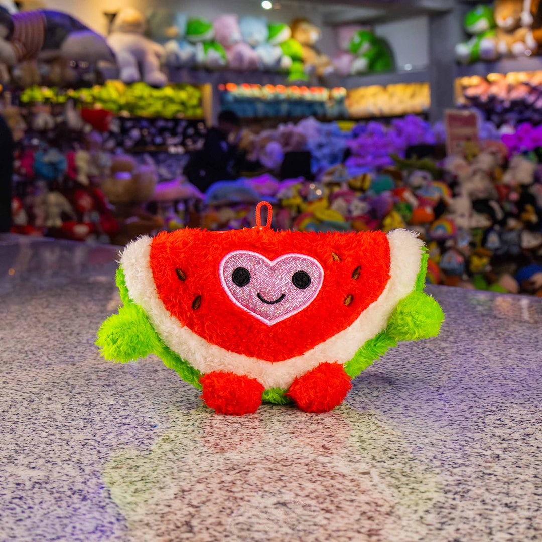 Llavero de peluche para San Valentín en color rosa y verde. Peluches de novedad 