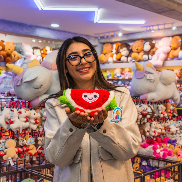 Llavero de peluche para San Valentín en color rosa y verde. Peluches de novedad 