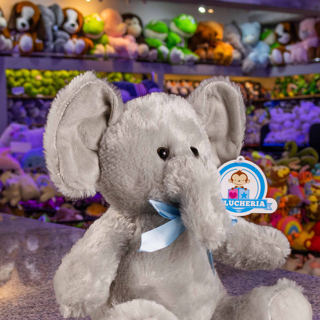 Elefante de peluche gris calidad premium ultra suave y abrazable. 