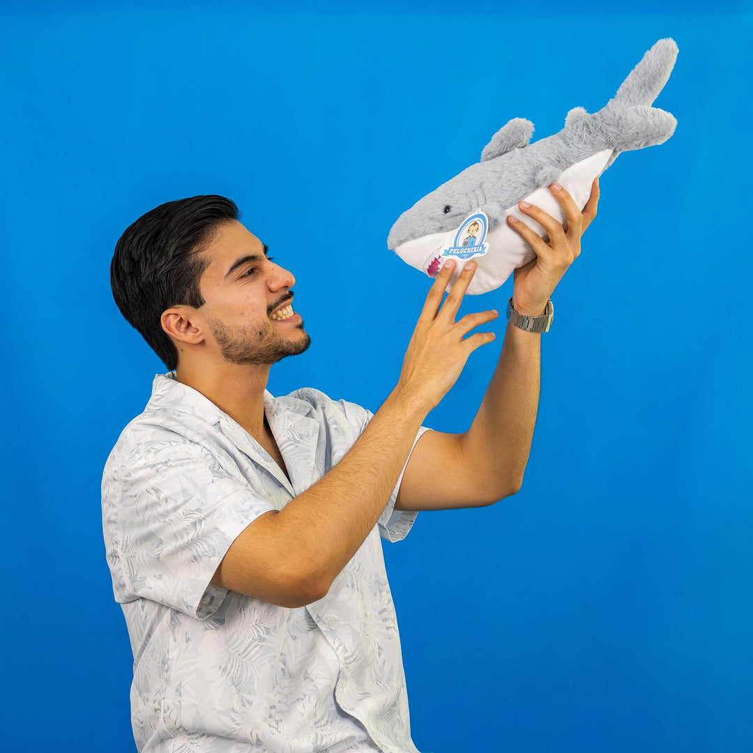 Tiburón de peluche Ocean en color gris 40 cm, peluches marinos para eventos y decoraciones