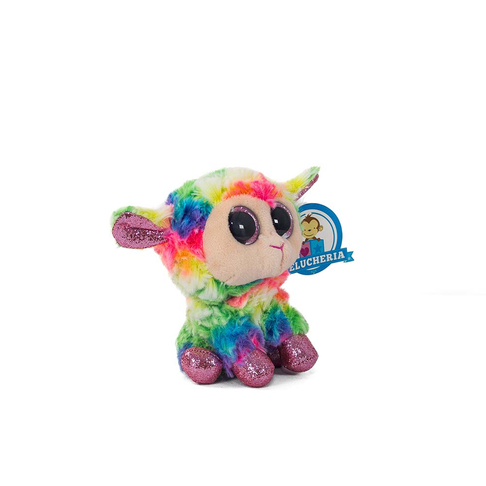 Borrego de peluche Tiedye Titi 15 cm  colores tiedye y ojos brillantes