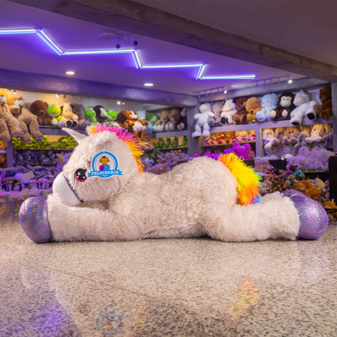 Unicornio de peluche Arcoiris Blanco 60 cm - Pelucheria