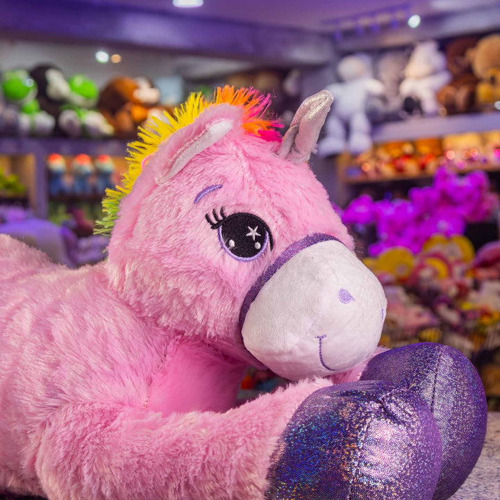Unicornio de peluche Arcoiris Rosa 60 cm - Pelucheria