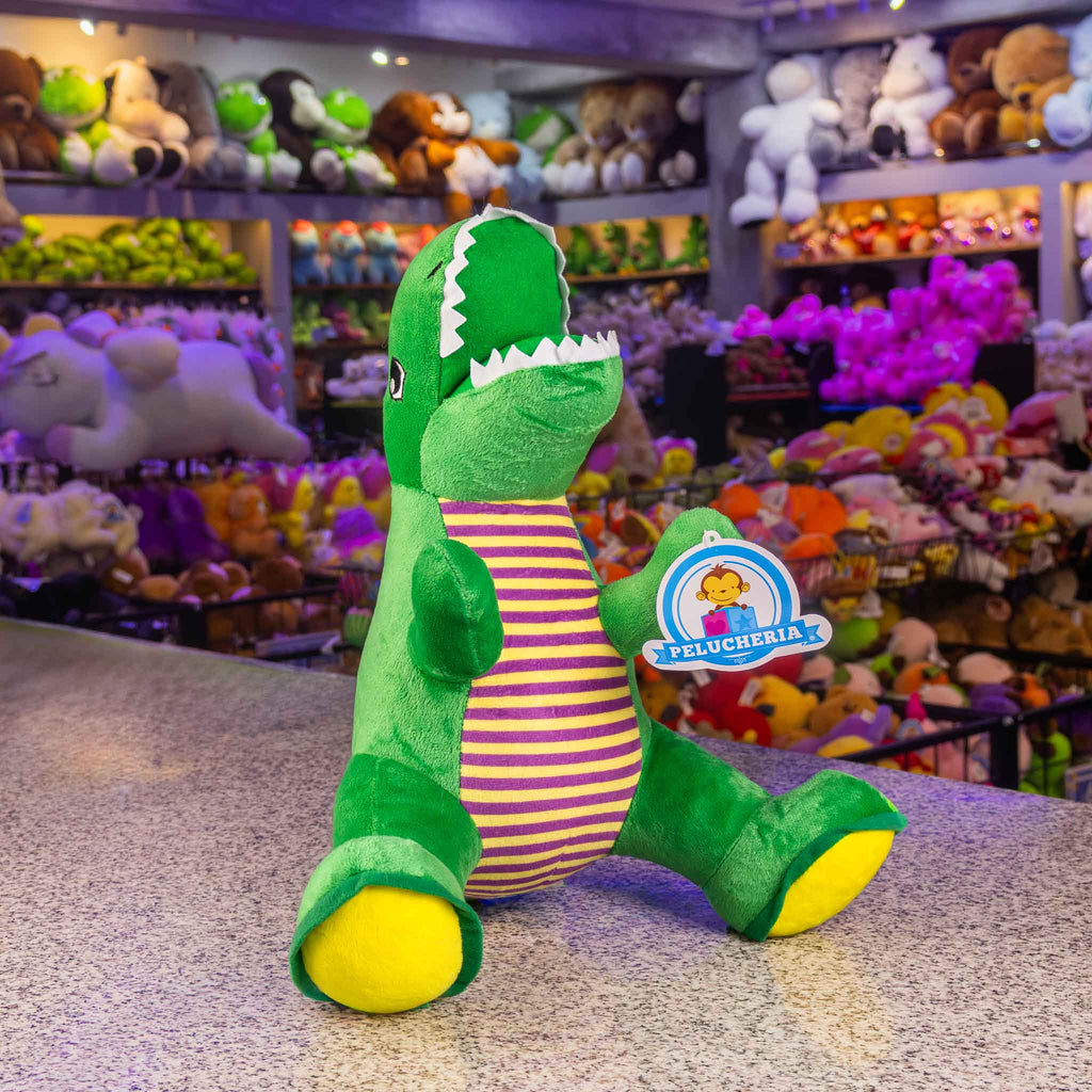 Dinosaurio de peluche tamaño mediano. Ideal para los fanáticos de los animales y para regalar