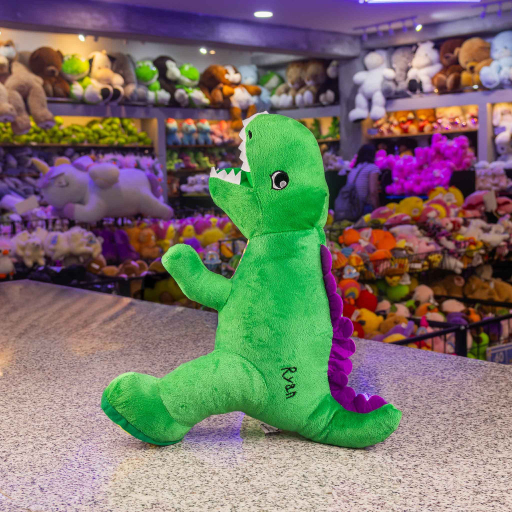 Dinosaurio de peluche tamaño mediano. Ideal para los fanáticos de los animales y para regalar