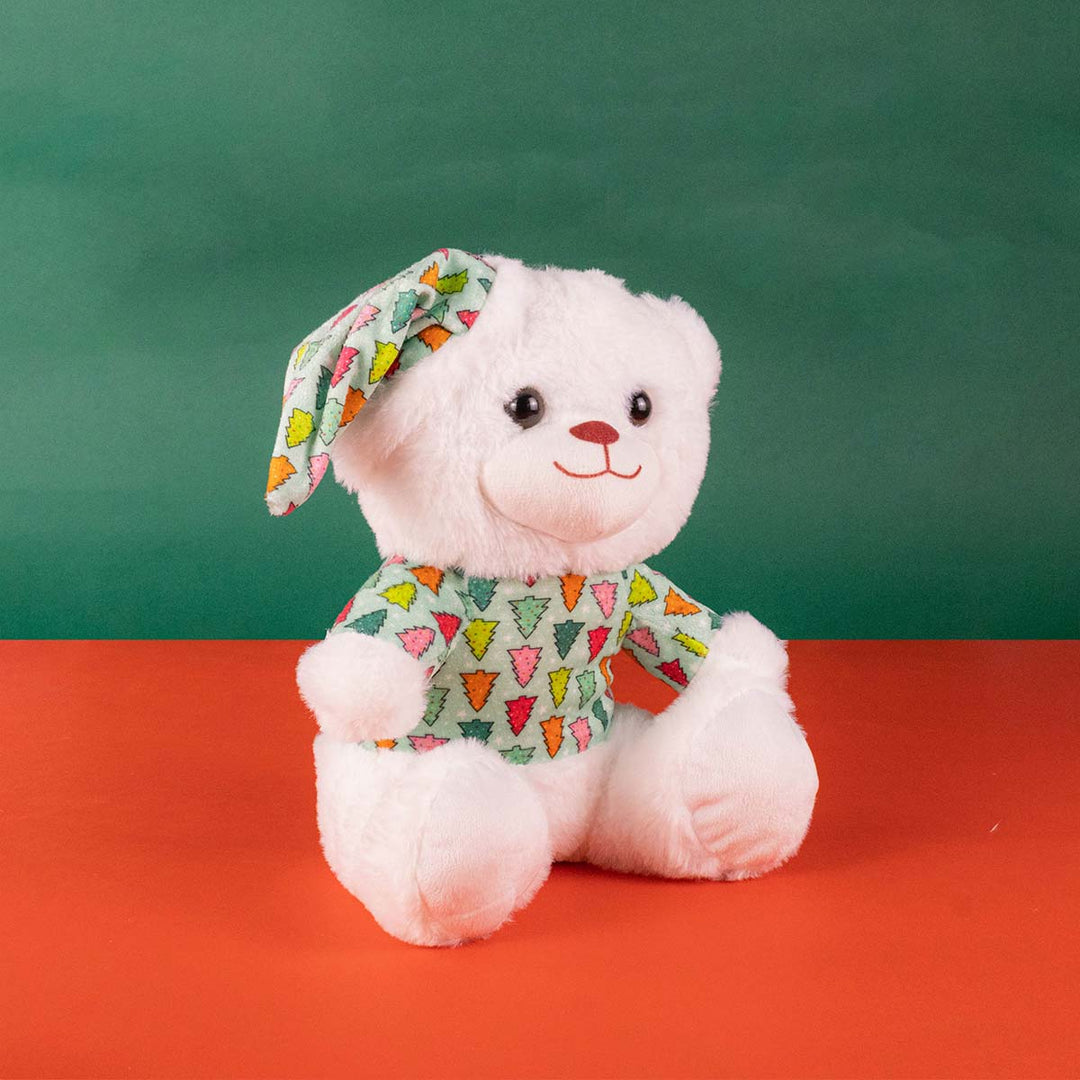 Oso de peluche Blanco Winter Pijama Navidad 28 cm