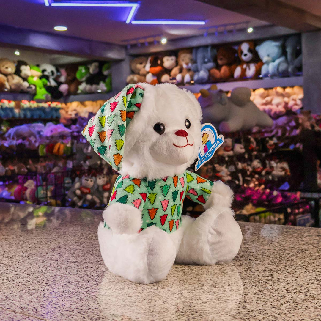 Oso de peluche Blanco Winter Pijama Navidad 28 cm