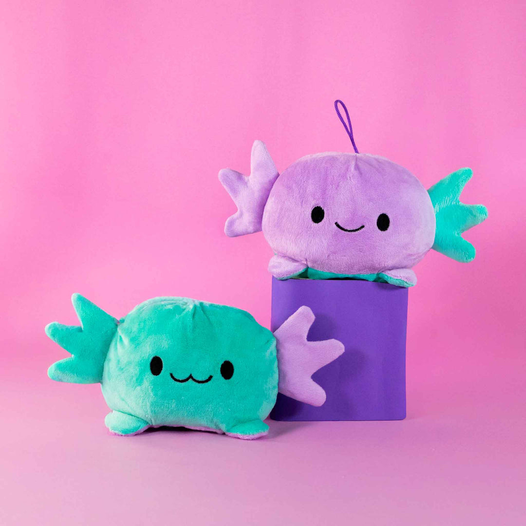Set de 6 piezas Ajolote de peluche reversible 20 cm