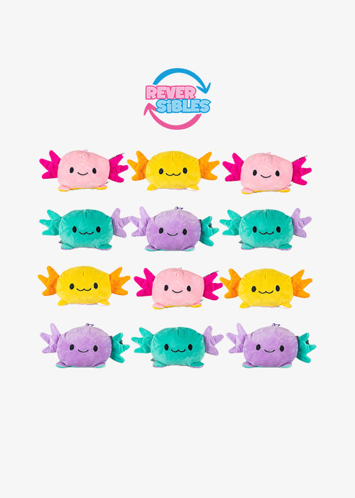 Set de 12 piezas Ajolote de peluche reversible 20 cm