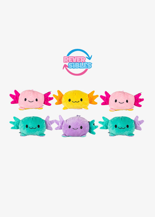 Set de 6 piezas Ajolote de peluche reversible 20 cm