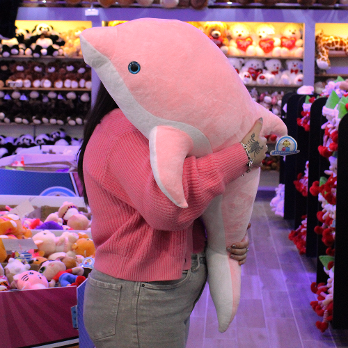 delfin grande rosa de peluche S037-2