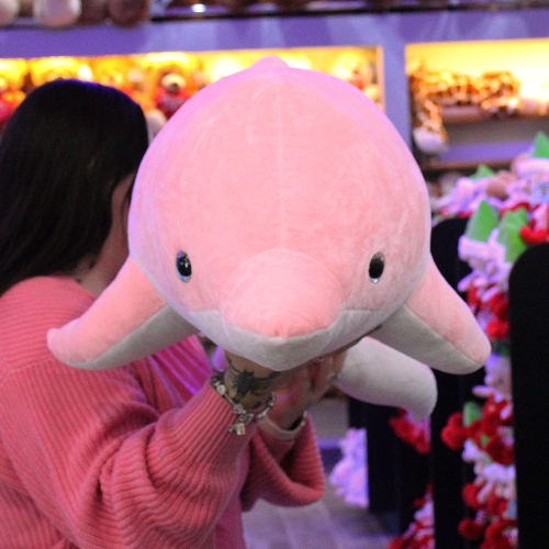 delfin grande rosa de peluche S037-3