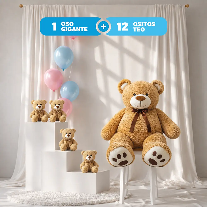 Paquete favorito | 12 Ositos Teo + 1 Oso Gigante 152 cm