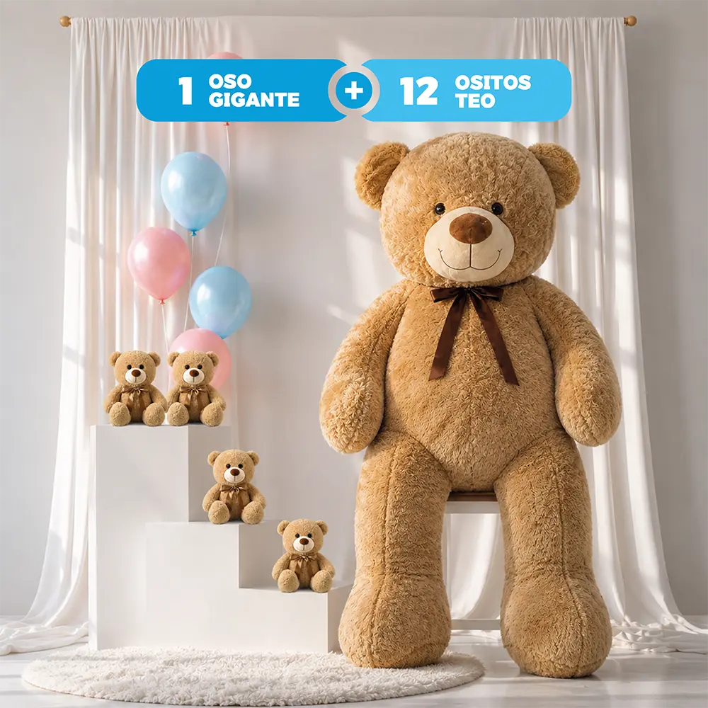 Paquete premium | 12 Ositos Teo + 1 Oso Gigante 200 cm